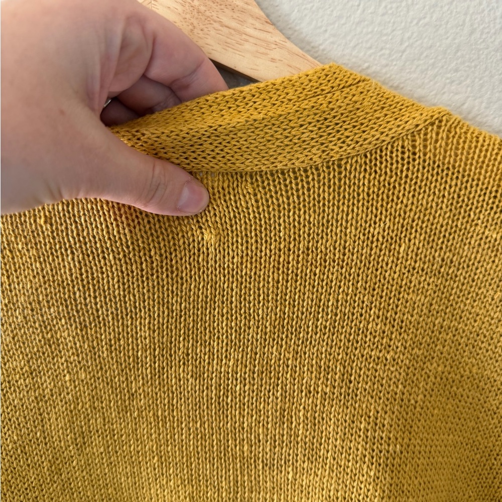 Eileen Fisher 100% Hemp Golden Yellow Knit Open Front Cardigan Size 1X - Picture 8 of 8